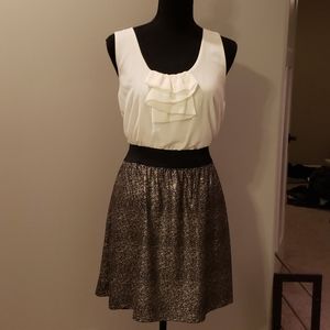 White Black and Gold Cocktail Minidress